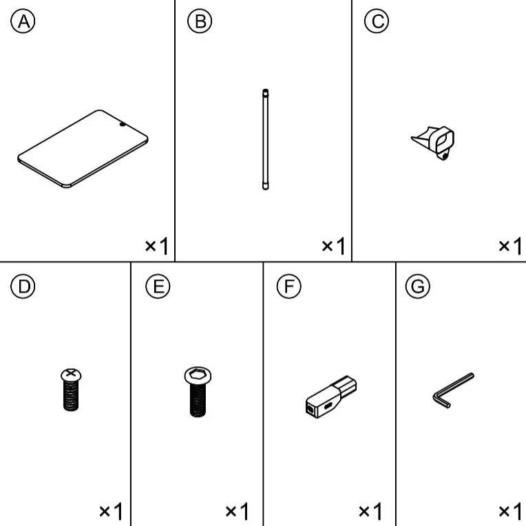 Included Parts for Assembly